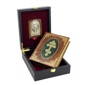 Подарочный набор в кожаной коробке: Молитвослов" с иконой Ангел Хранитель