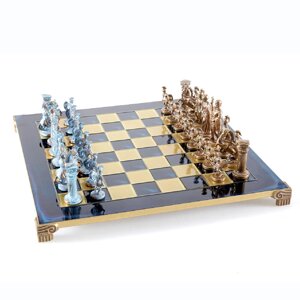 Шахматы "Греко-Римские" в кейсе (синяя доска), большие
