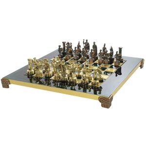 Шахматы "Греко-Римские" в кейсе (зеленая доска, фигуры золото-темная бронза), малые