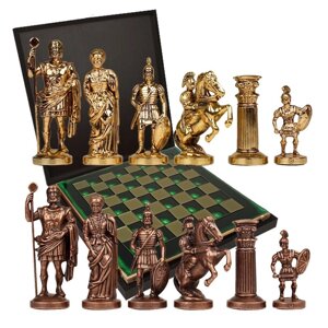 Шахматы "Греко-Римские" в кейсе (зеленая доска), малые