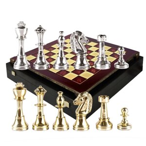 Шахматы "Классика" в кейсе (красная доска), средние