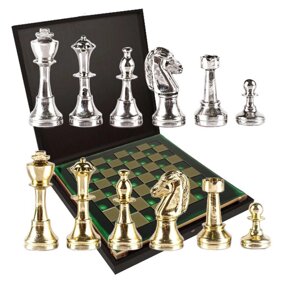 Шахматы "Классика" в кейсе (зеленаяя доска), средние