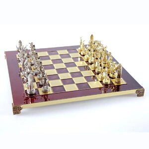 Шахматы "Троянские воины" в кейсе (красная доска), средние