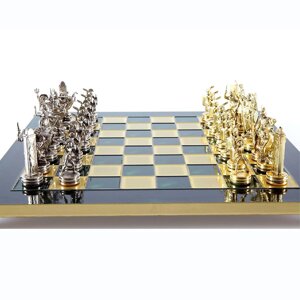 Шахматы "Троянские воины" в кейсе (зеленая доска), средние