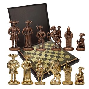 Шахматы "Время меченосцев" в кейсе (коричневая доска, фигуры золото-бронза), большие