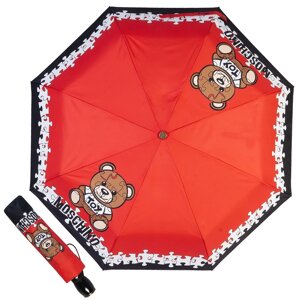 Зонт складной "Мишка из пазлов", красный
