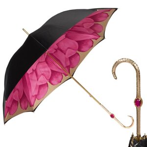 Зонт-трость "Георгин", черный/розовый