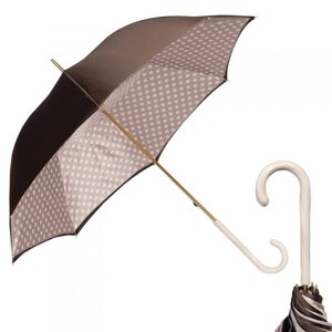 Зонт-трость "Горошек" коричнево-бежевый