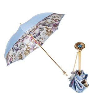 Зонт-трость "Небесные колокольчики-бабочки" голубой