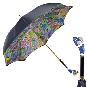 Зонт-трость "Немо Люкс", серый/голубой