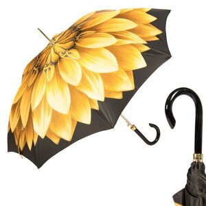 Зонт-трость "Желтый георгин", черный/желтый