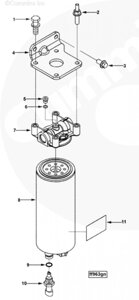 Болт крепления головки топливного фильтра для двигателя Cummins QSC 8.3L