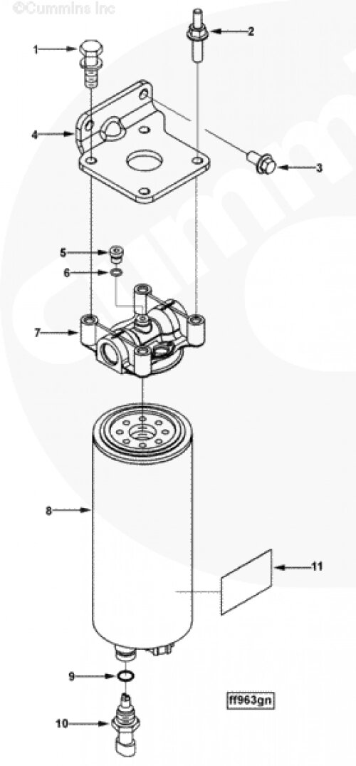 Фильтр топливный Fleetguard FS1022 для двигателя Cummins QSC 8.3L от компании КСТ-ПРОГРЕСС - фото 1