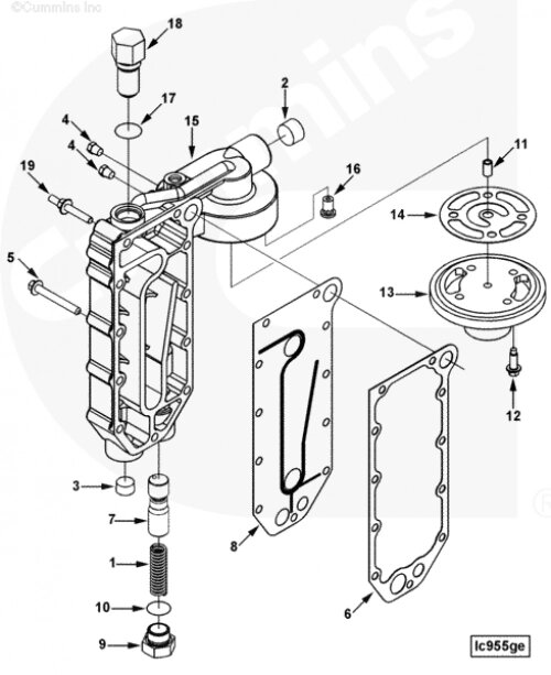 Головка масляного фильтра для двигателя Cummins QSC 8.3L от компании КСТ-ПРОГРЕСС - фото 1