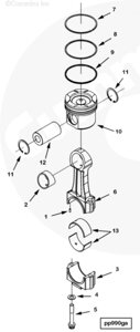 Кольцо стопорное поршневого пальца для двигателя Cummins QSK23