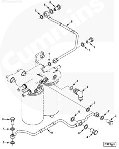 Кольцо уплотнительное соединителя трубки основания топливного фильтра для двигателя Cummins QSL 9L