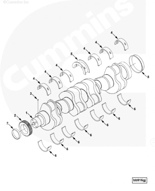 Комплект коренных вкладышей (1.0 mm) 4-го ремонта для двигателя Cummins 6CT от компании КСТ-ПРОГРЕСС - фото 1