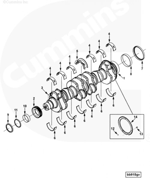 Комплект коренных вкладышей (1.0 mm) 4-го ремонта для двигателя Cummins QSL 9L от компании КСТ-ПРОГРЕСС - фото 1