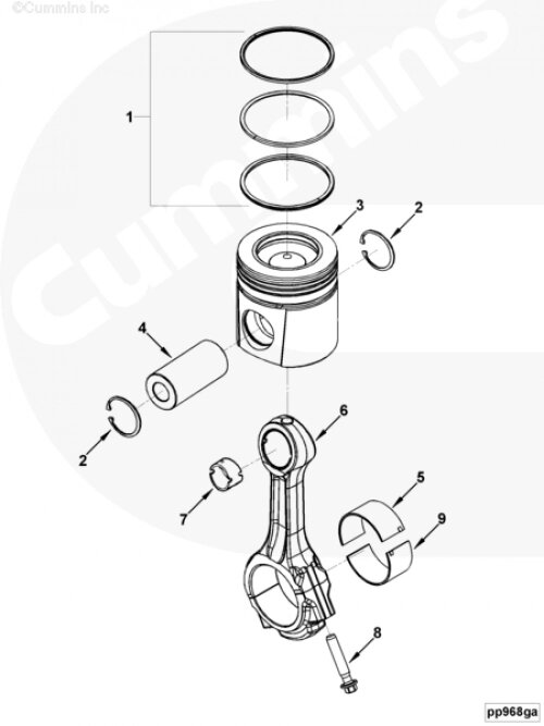Комплект поршневых колец (+0.5) для двигателя Cummins 6ISBe 6.7L от компании КСТ-ПРОГРЕСС - фото 1