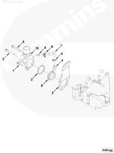 Корпус термостата для двигателя Cummins 6BT / EQB