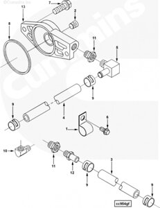 Патрубок водяной воздушного компрессора для двигателя Cummins 6BT / EQB