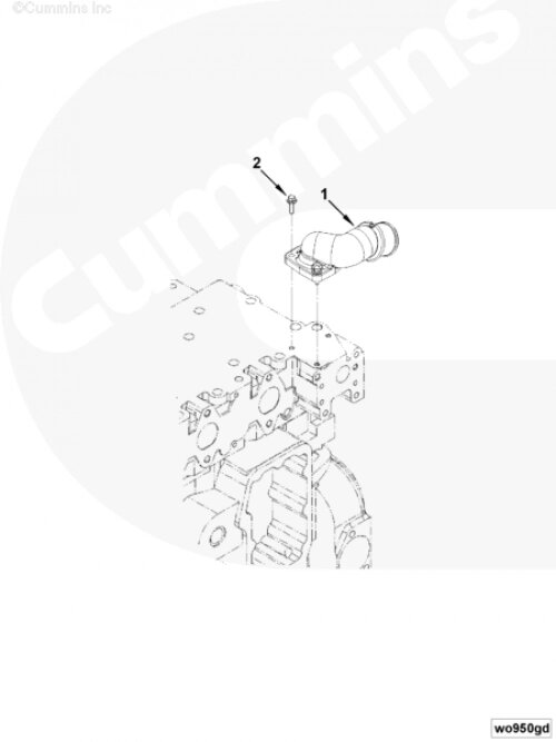 Патрубок выпускной водяной для двигателя Cummins 6ISBe 5.9L от компании КСТ-ПРОГРЕСС - фото 1