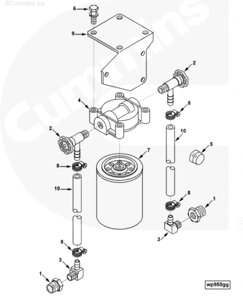 Переходник соединителя шланга фильтра охлаждающей жидкости для двигателя Cummins QSC 8.3L