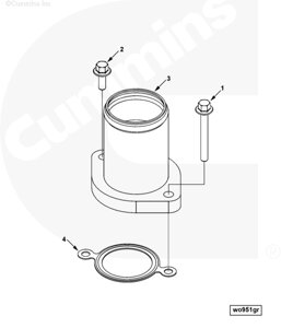 Патрубок водяной впускной для двигателя Cummins CGE280 GAS PLUS