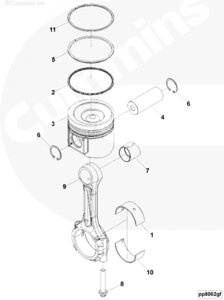 Кольцо поршневое маслосъемное для двигателя Cummins B 3.3