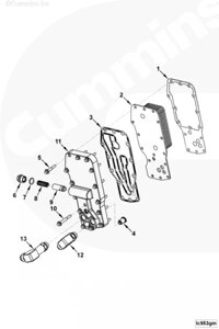 Переходник трубки в основание масляного фильтра для двигателя Cummins QSB 6.7L