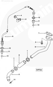 Трубка подачи масла к турбине для двигателя Cummins 6BT / EQB