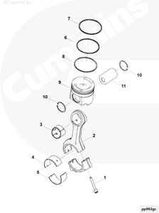 Комплект поршневых колец для двигателя Cummins QSX 11.9