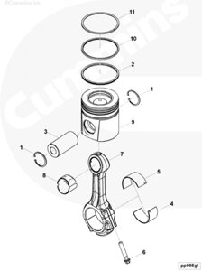 Поршень для двигателя Cummins ISLe 8.9L