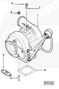 Прокладка трубки слива масла с турбины для двигателя Cummins 6CT