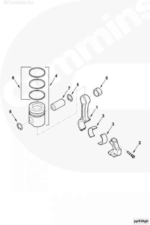 Поршень ремонтный в сборе (1р. р.; 102,5 mm) для двигателя Cummins 4BT / EQB от компании КСТ-ПРОГРЕСС - фото 1