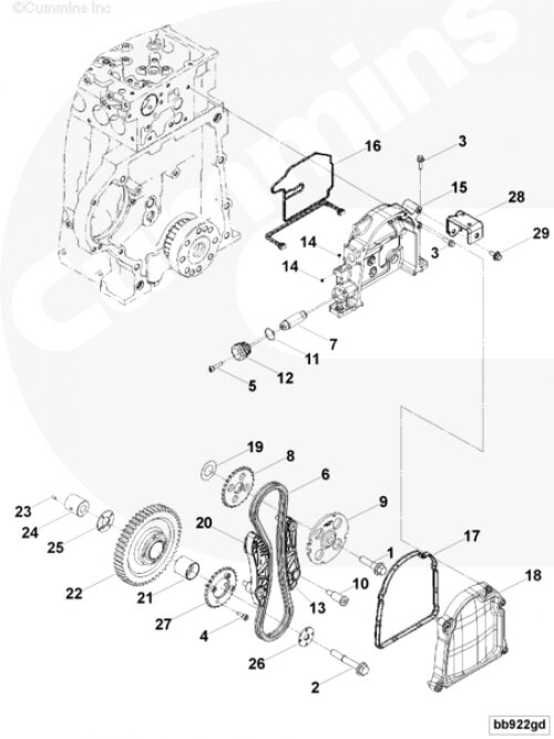 Прокладка картера шестерен распределительного вала для двигателя Cummins ISF 2.8L от компании КСТ-ПРОГРЕСС - фото 1