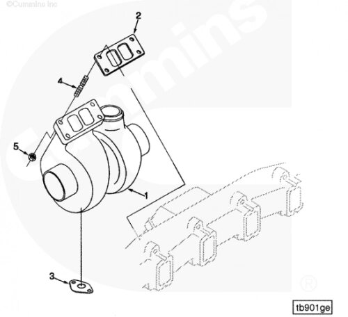Прокладка турбокомпрессора для двигателя Cummins 6BT / EQB от компании КСТ-ПРОГРЕСС - фото 1
