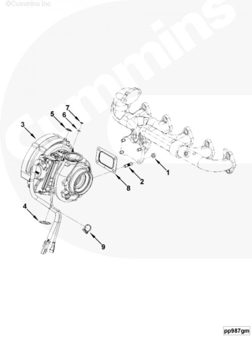 Прокладка турбокомпрессора для двигателя Cummins 6ISBe 6.7L от компании КСТ-ПРОГРЕСС - фото 1