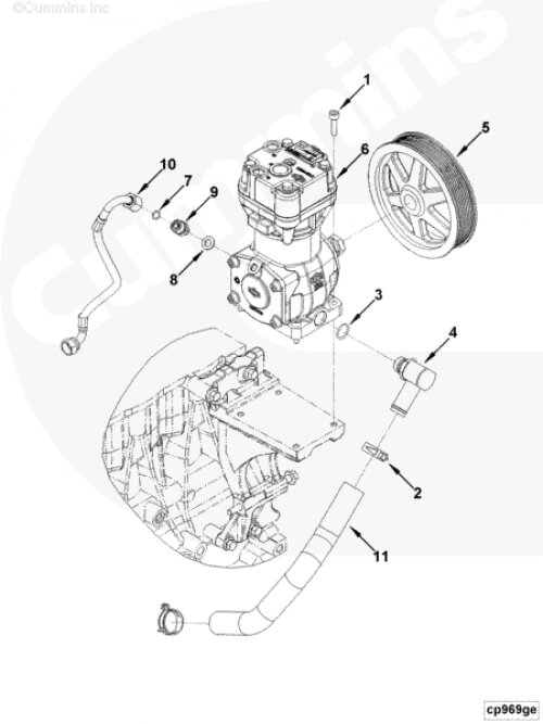Трубка охлаждения воздушного компрессора для двигателя Cummins ISF 3.8L от компании КСТ-ПРОГРЕСС - фото 1