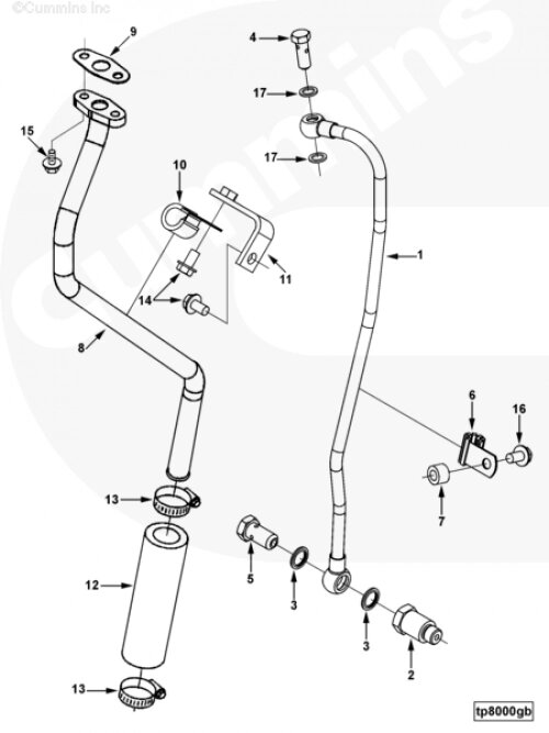 Трубка подачи масла к турбине для двигателя Cummins B 3.3 от компании КСТ-ПРОГРЕСС - фото 1