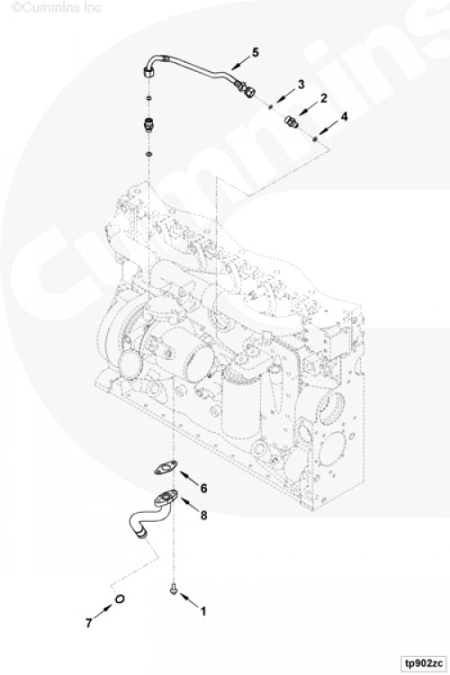 Трубка слива масла с турбины для двигателя Cummins 6ISBe 5.9L от компании КСТ-ПРОГРЕСС - фото 1