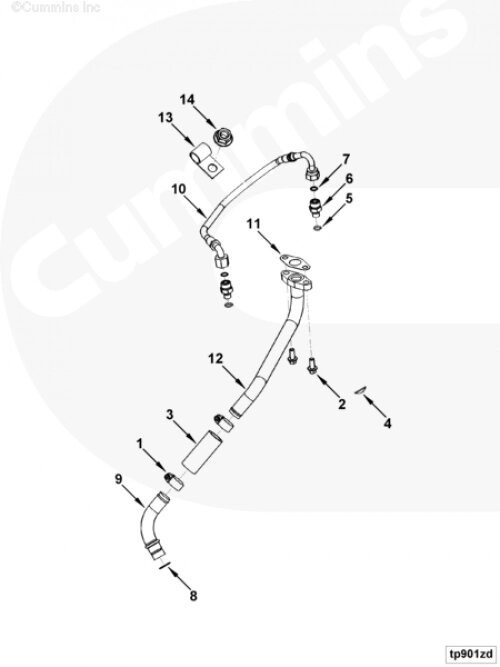 Трубка слива масла с турбины для двигателя Cummins QSB 5.9L от компании КСТ-ПРОГРЕСС - фото 1