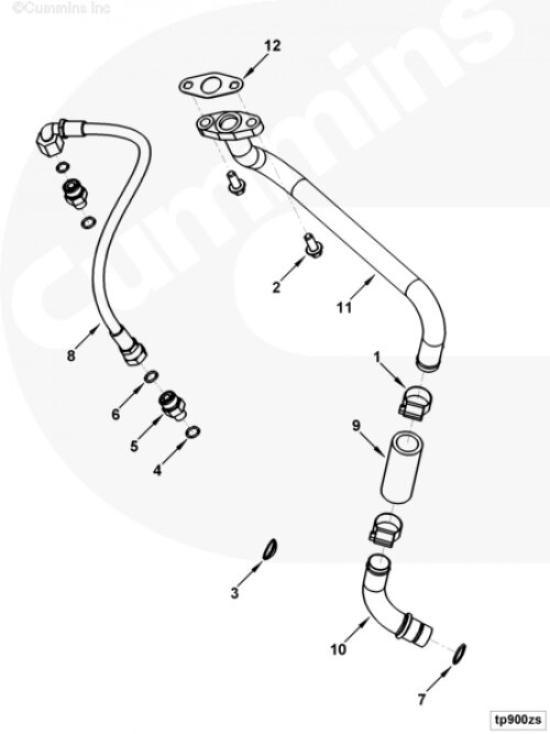 Трубка слива масла с турбины для двигателя Cummins QSB 5.9L от компании КСТ-ПРОГРЕСС - фото 1