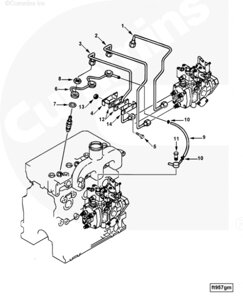 Трубка топливная к форсунке 3-го цилиндра для двигателя Cummins A1400 A1700 A2300