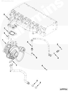 Турбокомпрессор для двигателя Cummins ISF 3.8L