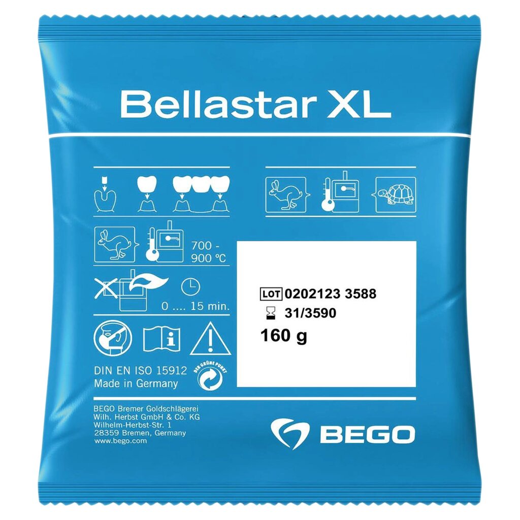Масса паковочная BellaStar XL для коронок и мостов, пресс-керамики (80х160 г) Bego 54362 от компании Компания "Дентал Си" - фото 1