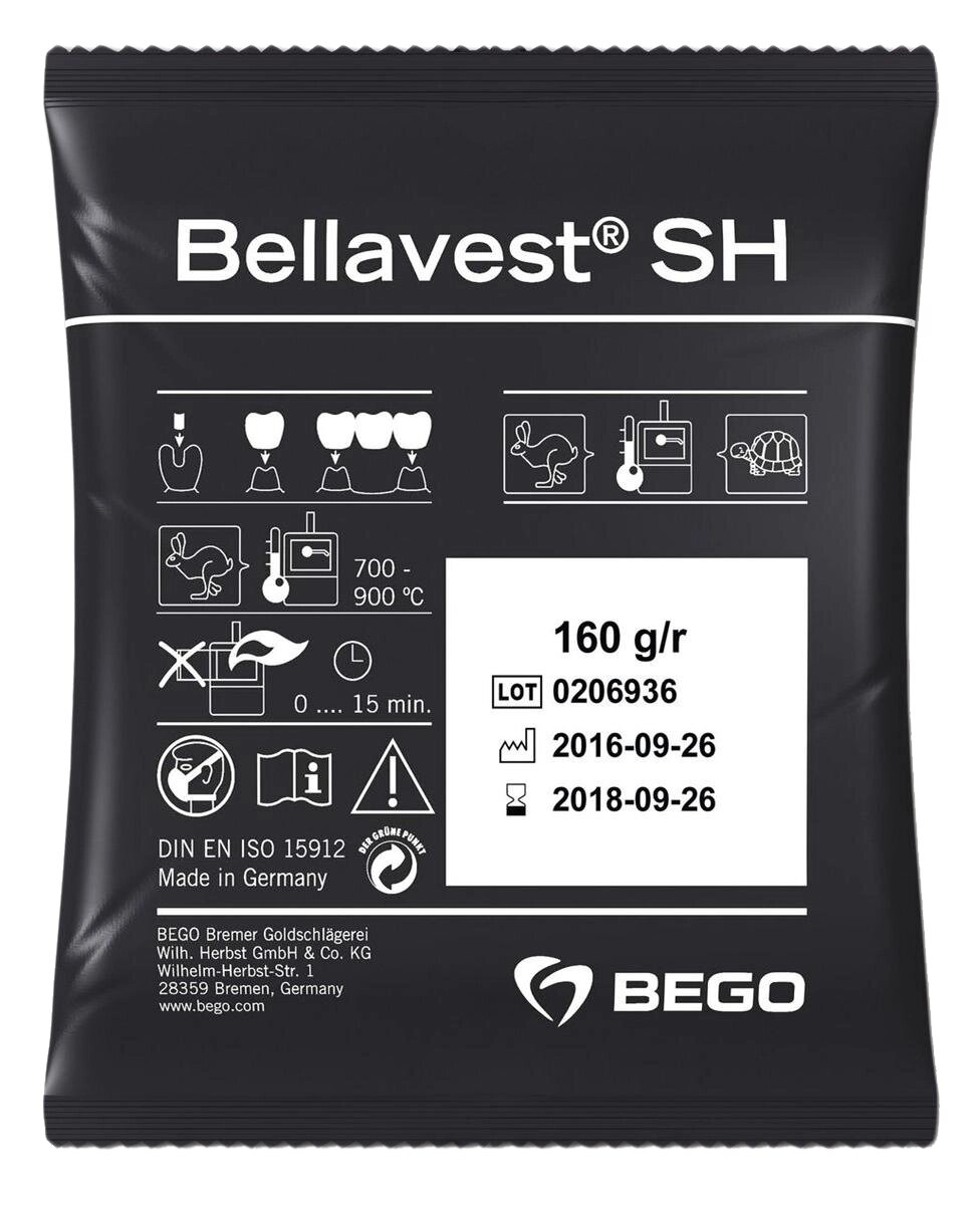 Масса паковочная Bellavest SH для коронок и мостов, пресс-керамики (80х160 г) Bego 54252 от компании Компания "Дентал Си" - фото 1