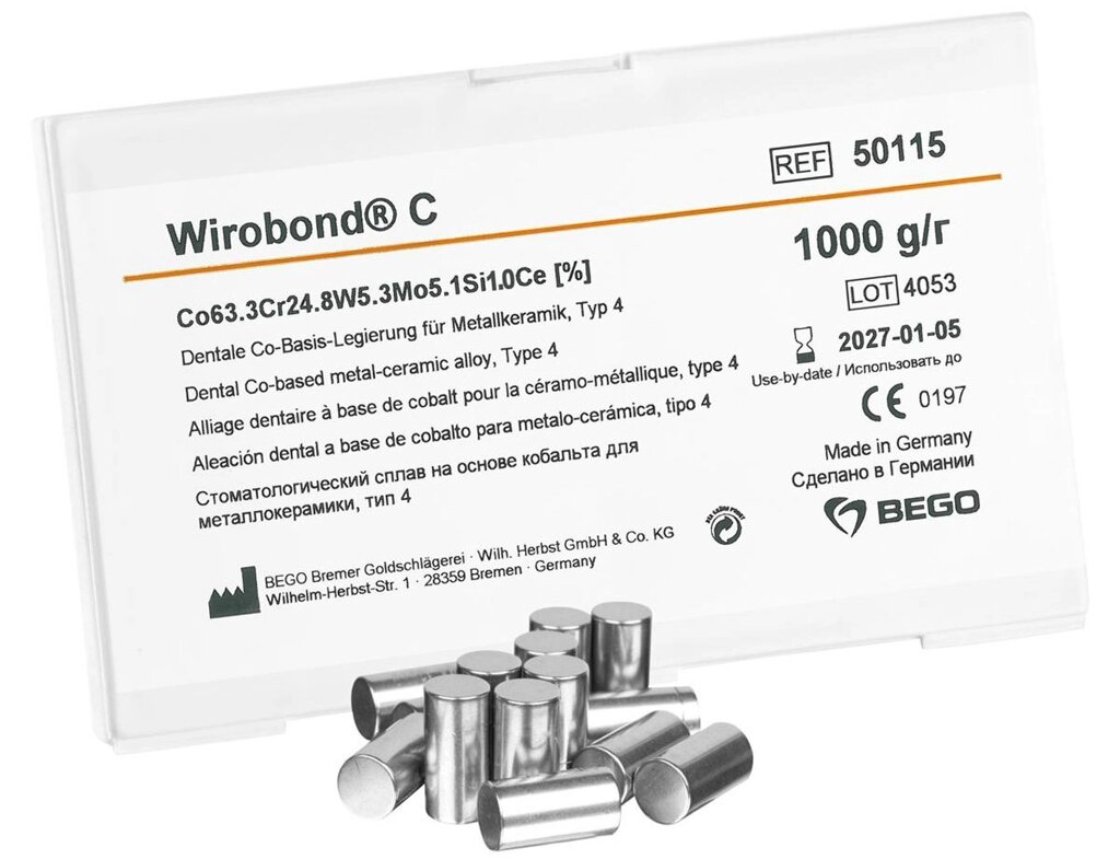 Сплав Wirobond C кобальто-хромовый (1 кг) Bego 50115 от компании Компания "Дентал Си" - фото 1