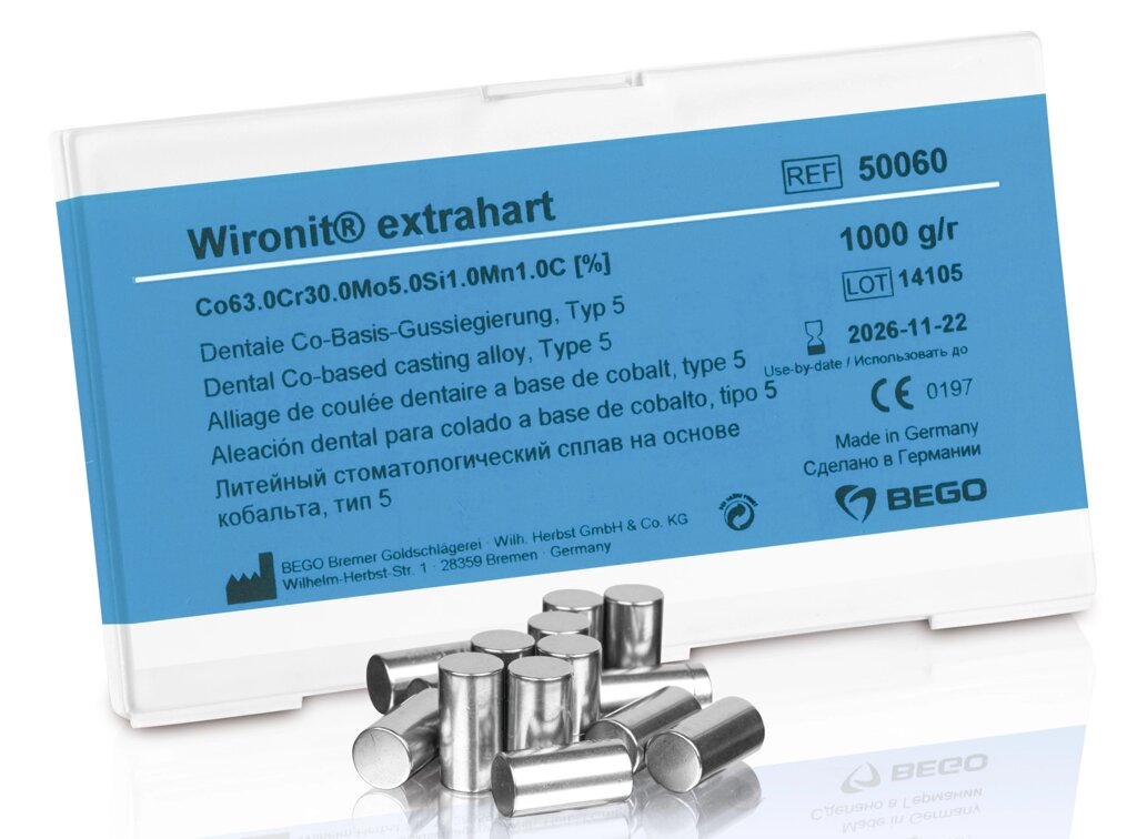 Сплав Wironit extrahart кобальто-хромовый (1 кг) Bego 50060 от компании Компания "Дентал Си" - фото 1