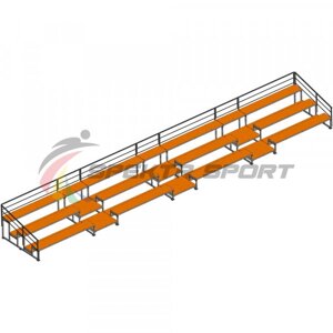 Трибуна для зрителей 3 ряда на 66 мест с перилами